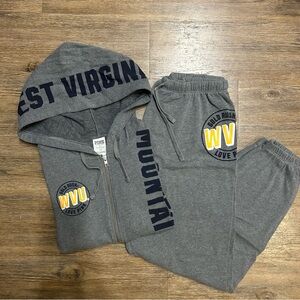 WVU Pink Sweatsuit Set - Gray